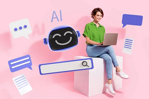 Freelancer working with AI assistant